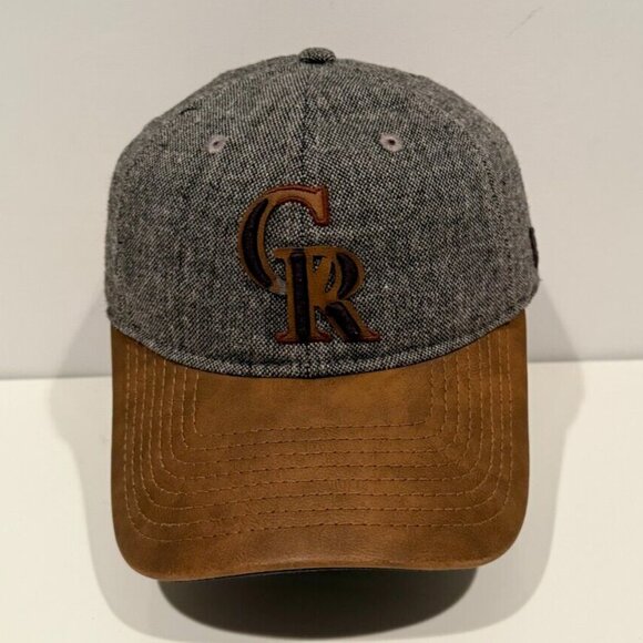Colorado Rockies MLB New Era Strapback Adjustable Hat Leather Gray/Brown - Picture 1 of 6